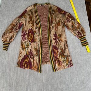Cristina Gavioli Cardigan Sweater Womens 8 Multi Floral Mohair Wool Blend Warm
